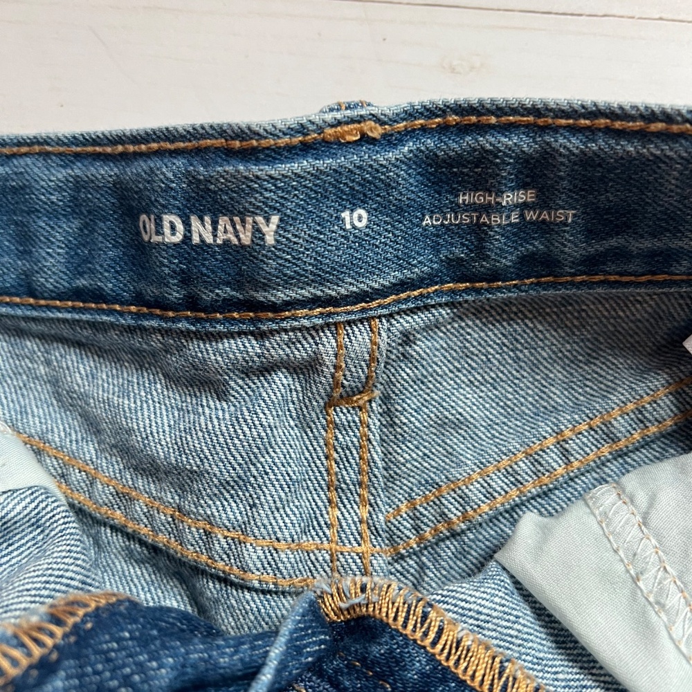 Old Navy Girl's Distressed Denim Shorts/Adjustable Waist Size 10 - Picture 3 of 8